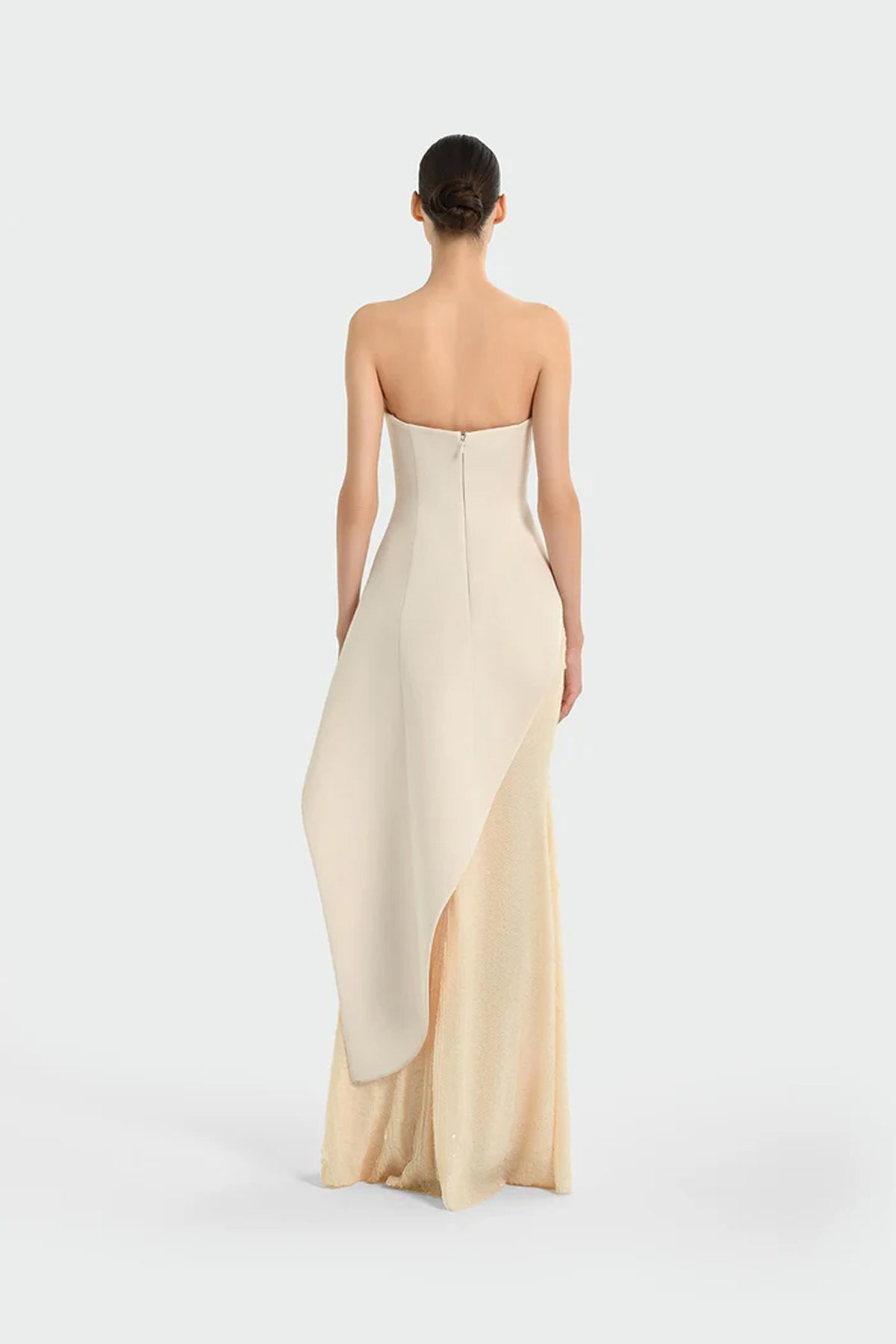 Sequin Embellished Strapless Crepe Evening Dress Set