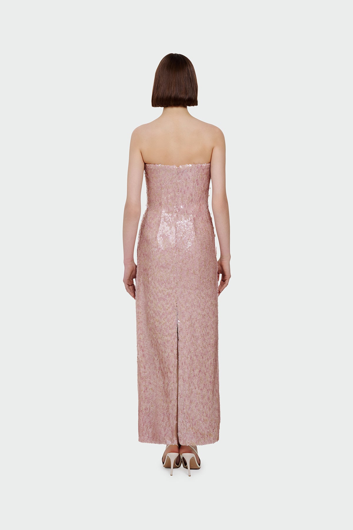 Sequin Embellished Strapless Evening Gown