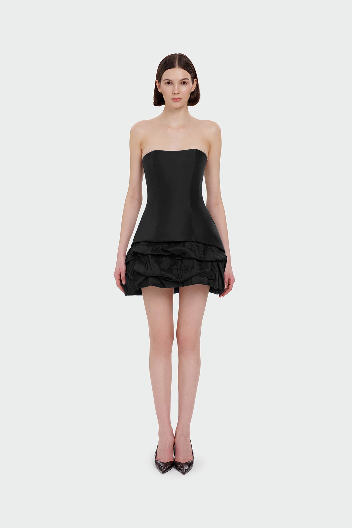 Strapless Balloon Skirt Mini Evening Dress