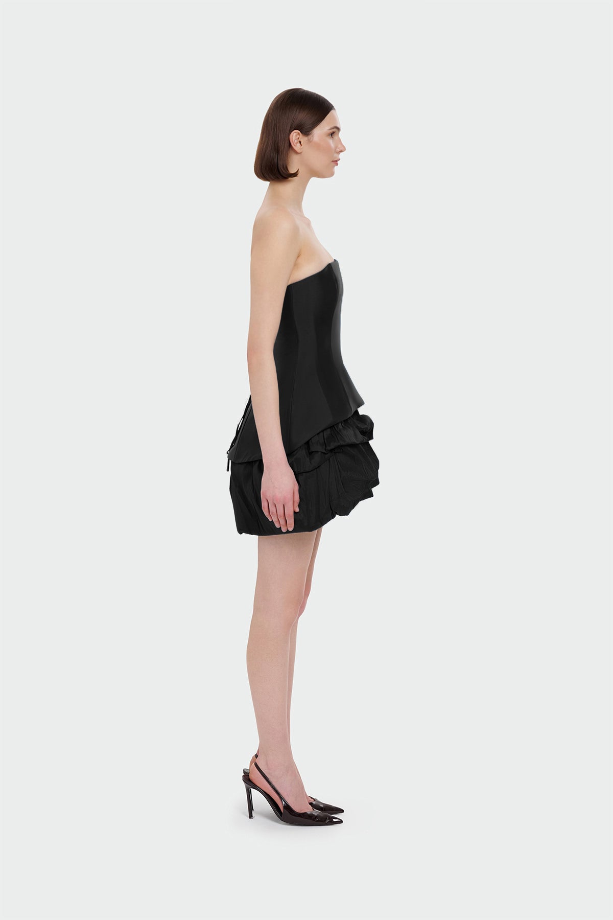 Strapless Balloon Skirt Mini Evening Dress