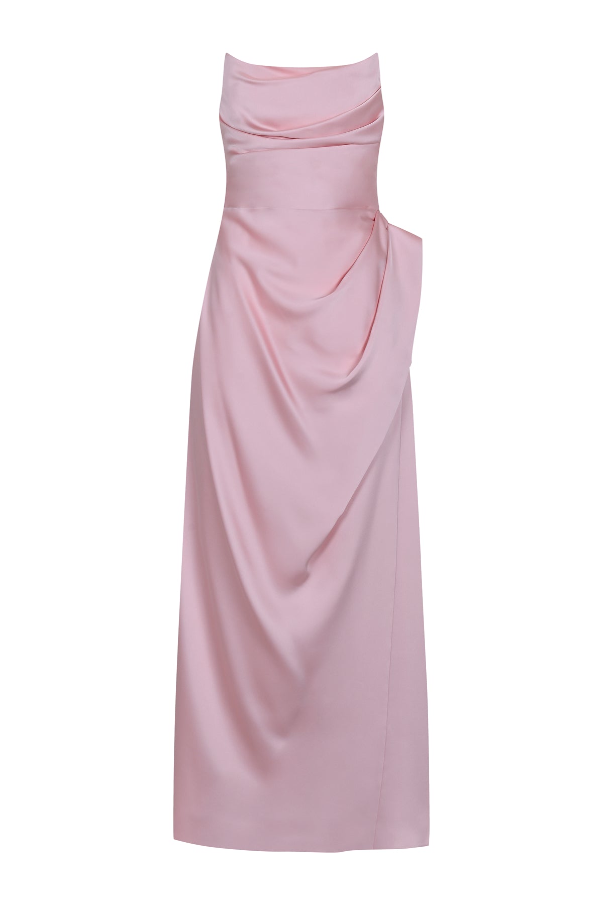 Strapless Draped Detail Long Evening Dress