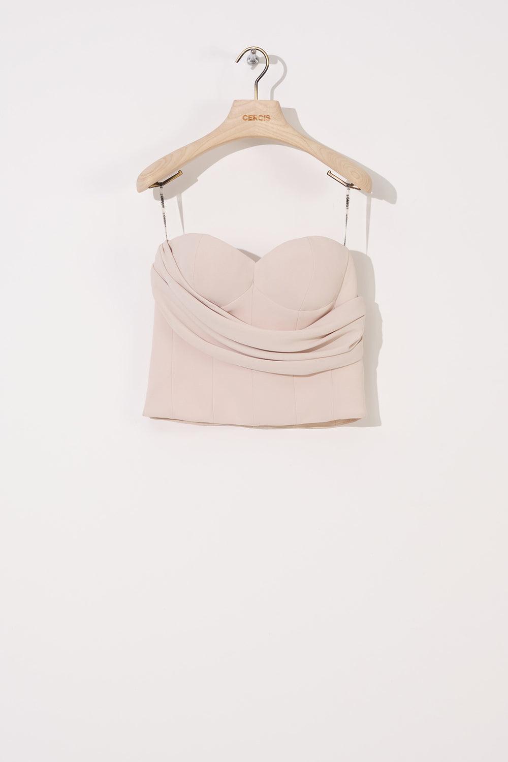 Straplez Drapeli Crop Top - Cercis