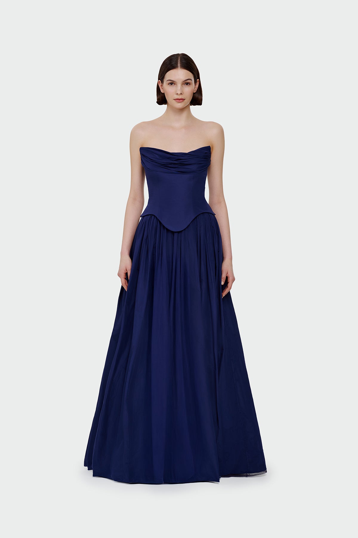 Strapless Draped Corset Detailed Evening Dress