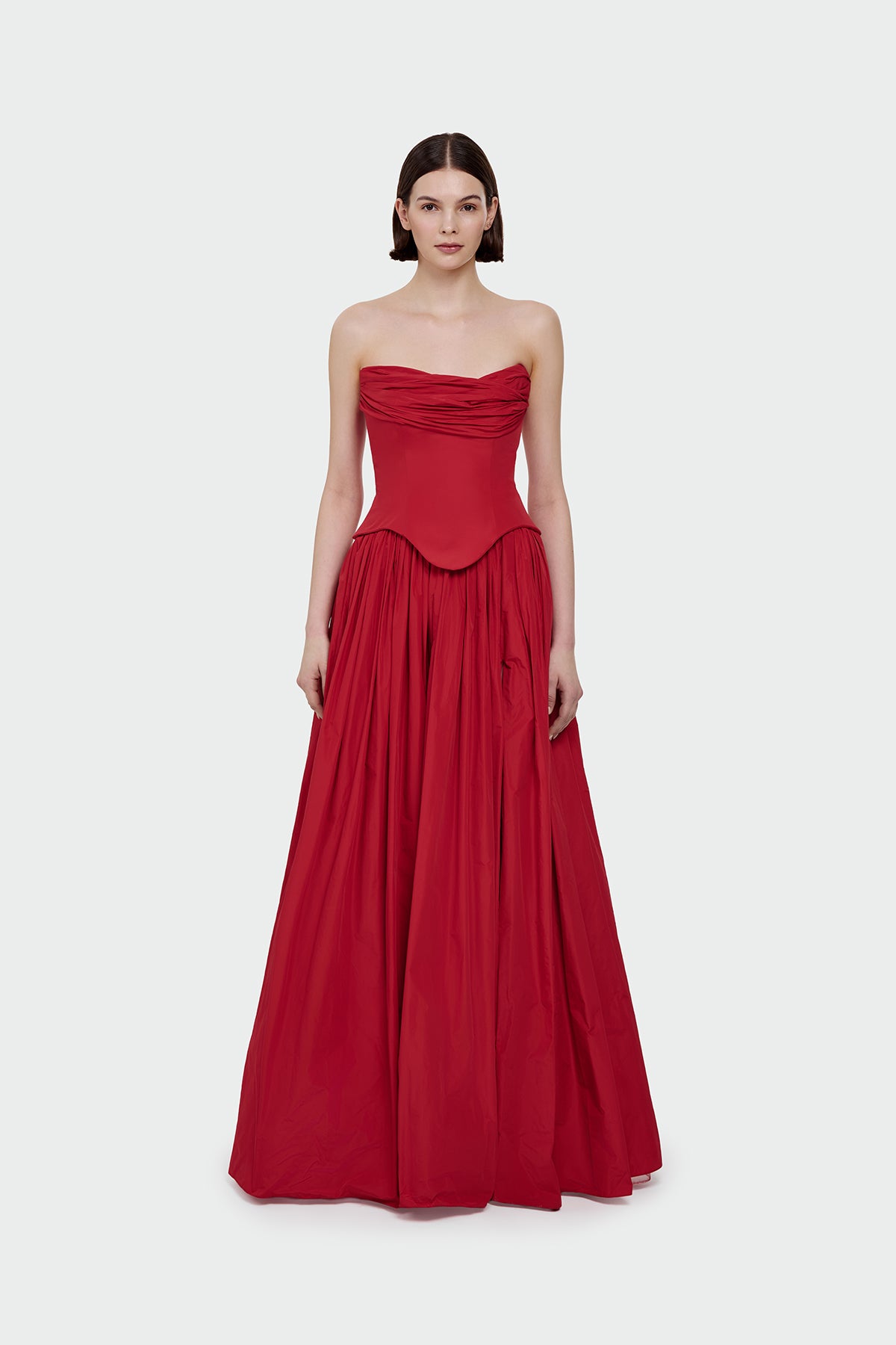 Strapless Draped Corset Detailed Evening Dress