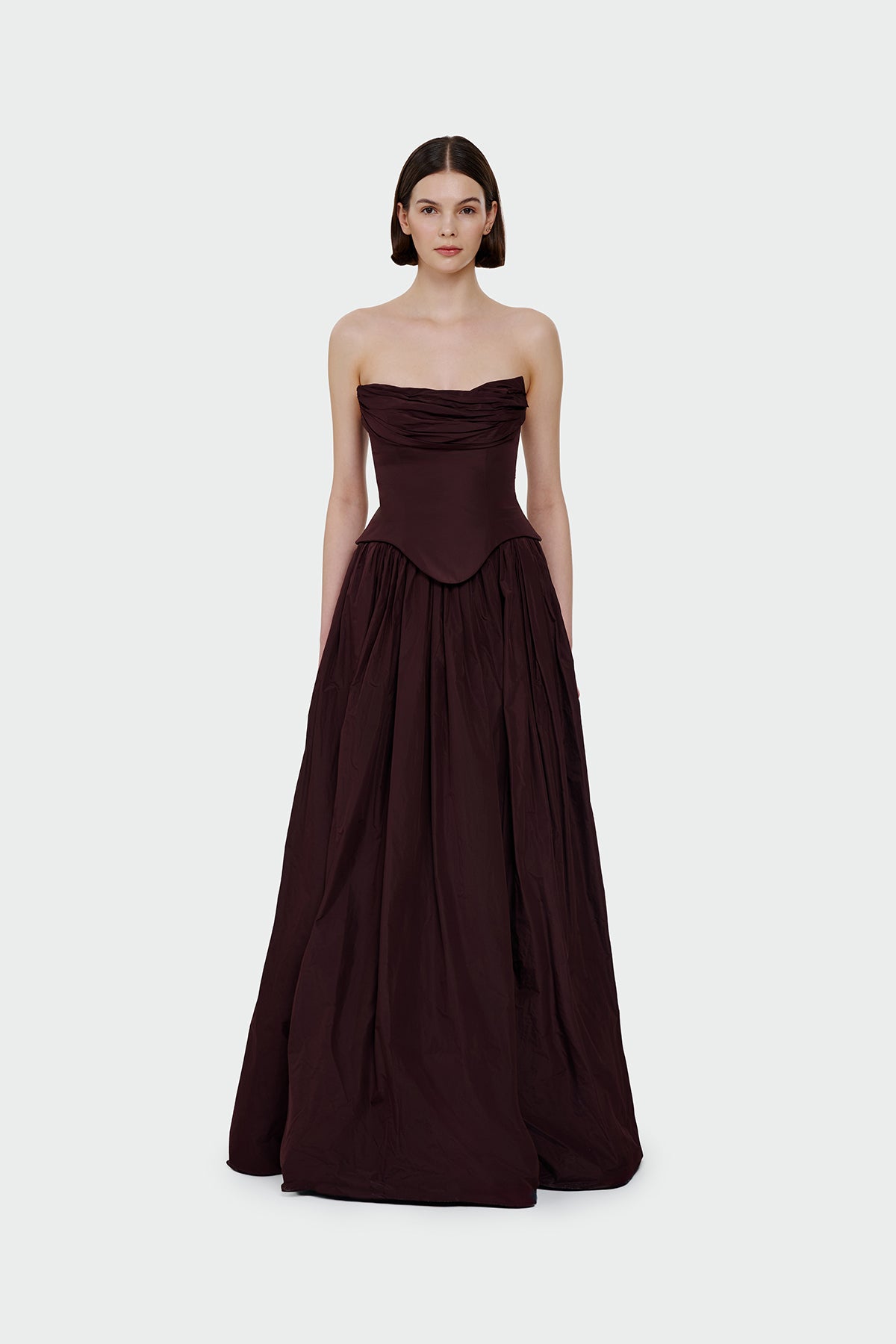 Strapless Draped Corset Detailed Evening Dress