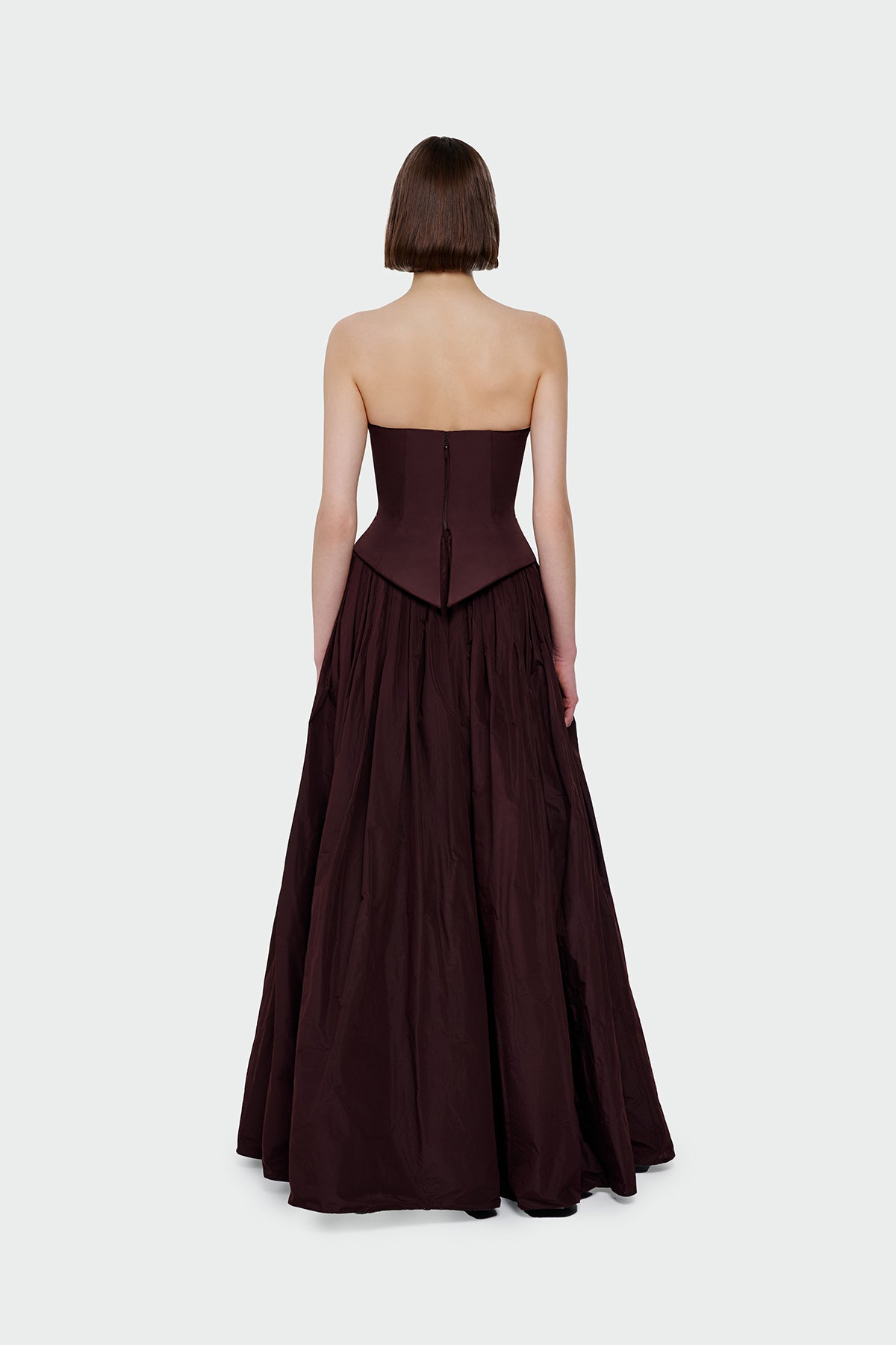 Strapless Draped Corset Detailed Evening Dress