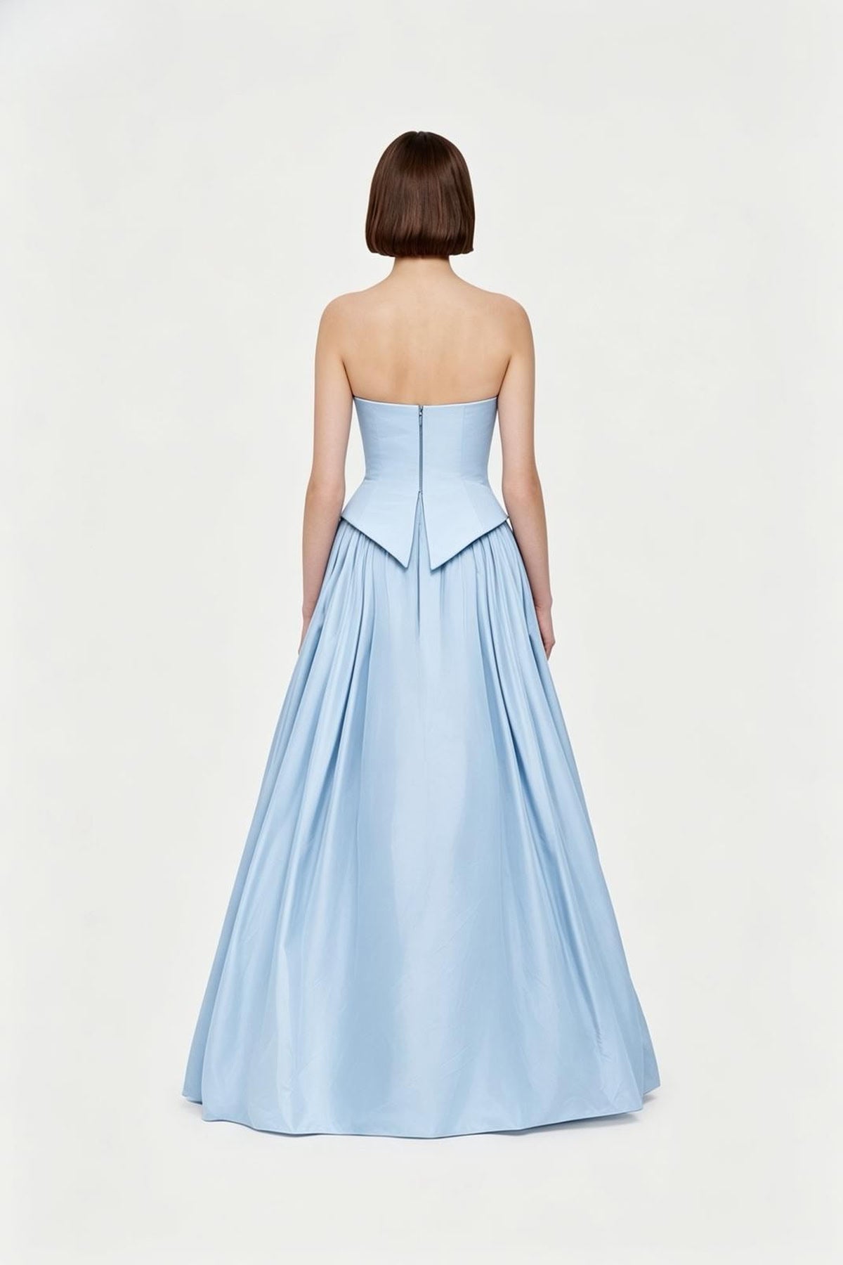Strapless Draped Corset Detailed Evening Dress