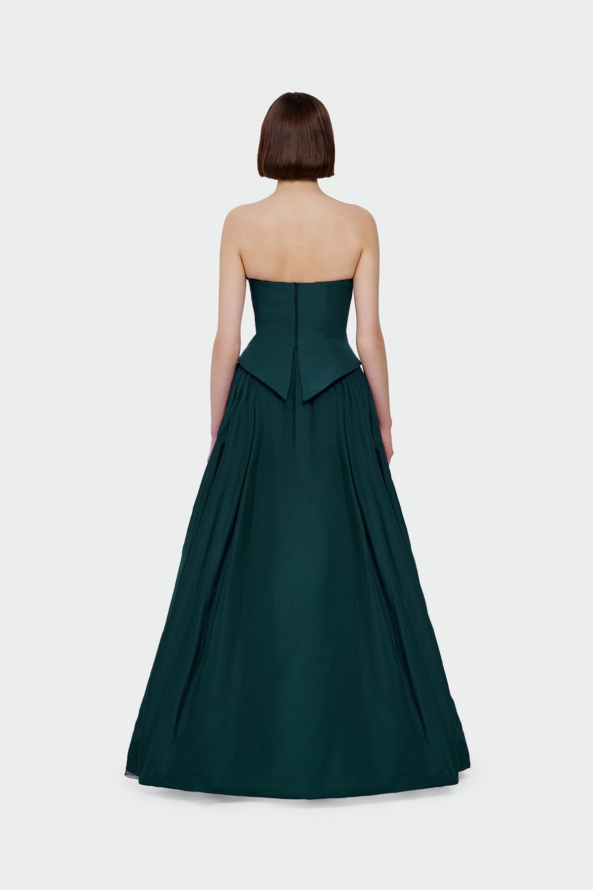 Strapless Draped Corset Detailed Evening Dress