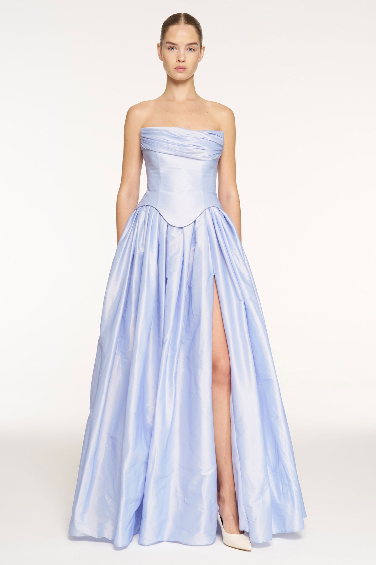 Strapless Draped Corset Detailed Evening Dress