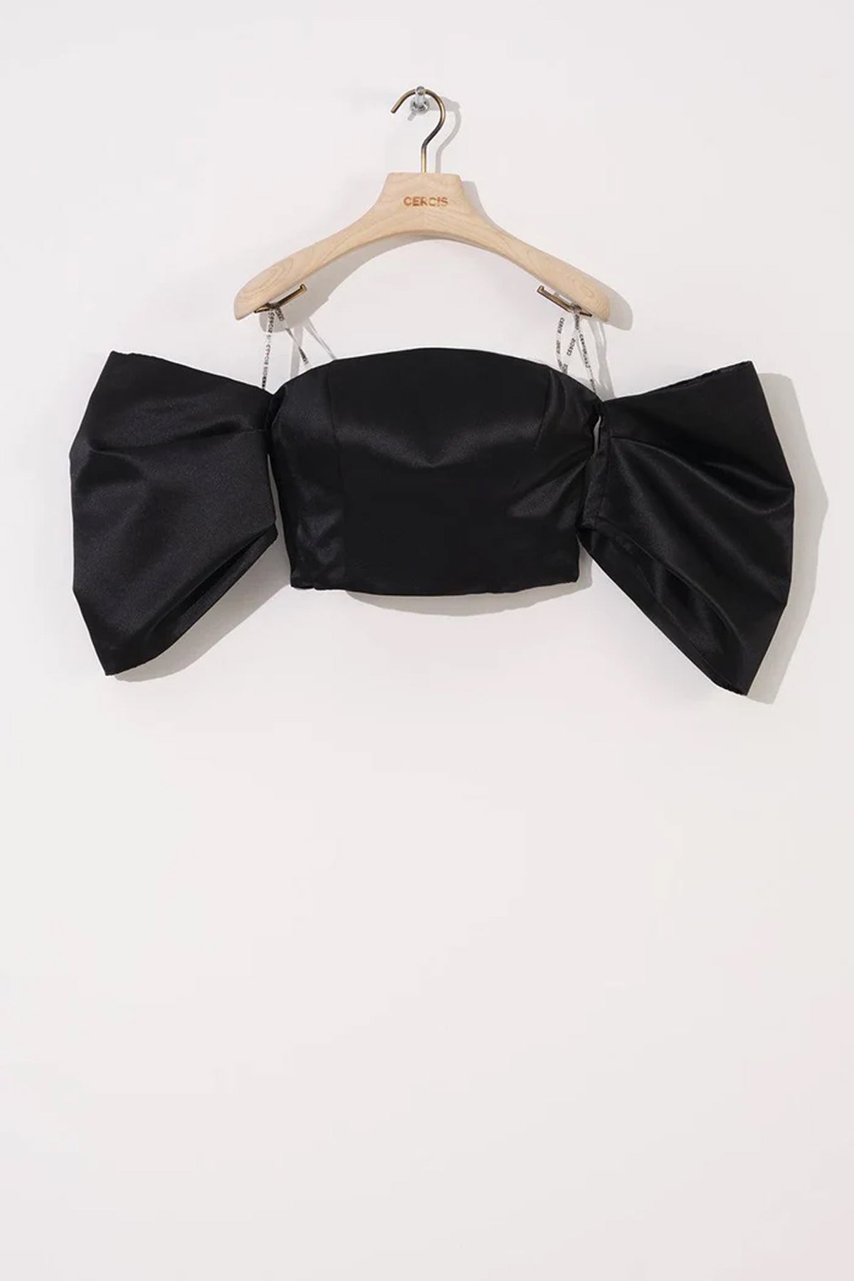 Straplez Düşük Balon Kollu Crop Top - Cercis