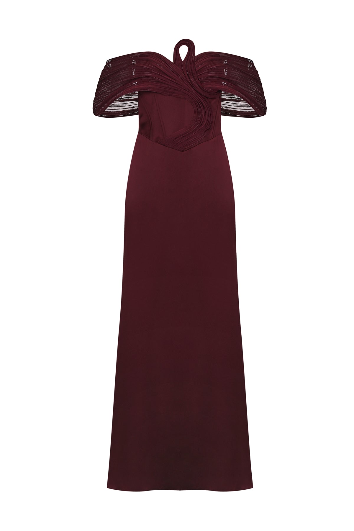 Strapless Off Shoulder Organza Detailed Long Evening Dress