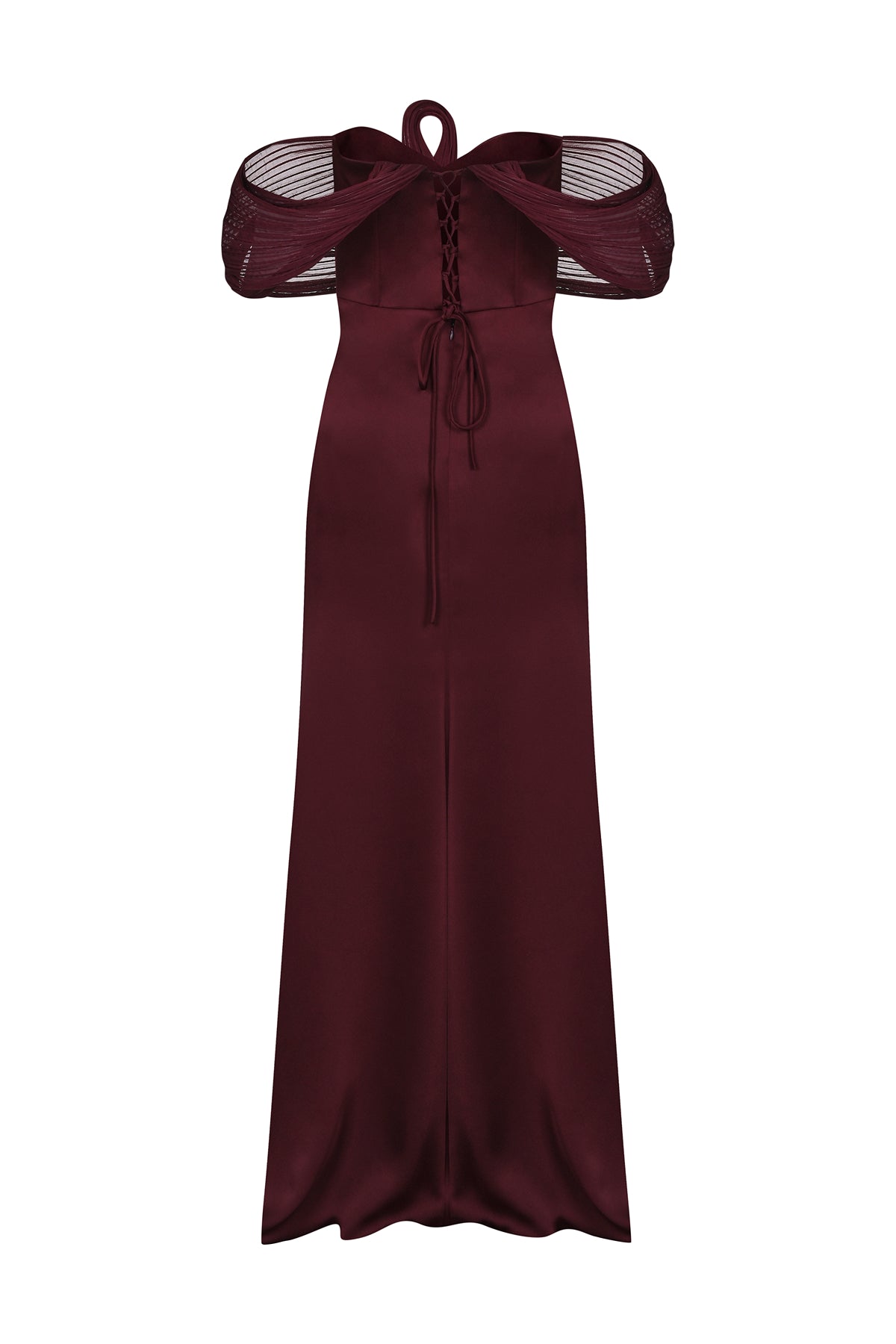Strapless Off Shoulder Organza Detailed Long Evening Dress
