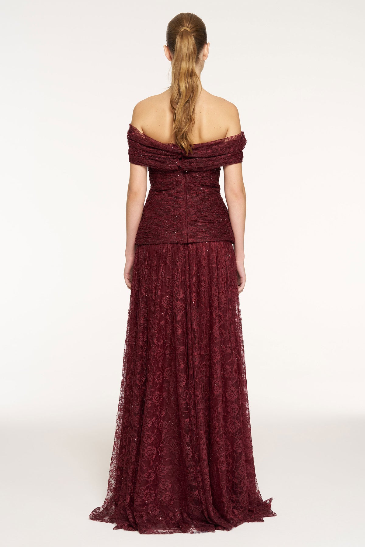 Strapless Sequin Embellished Slit Evening Dress