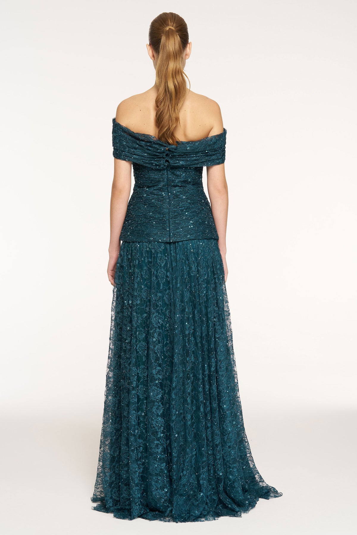 Strapless Sequin Embellished Slit Evening Dress