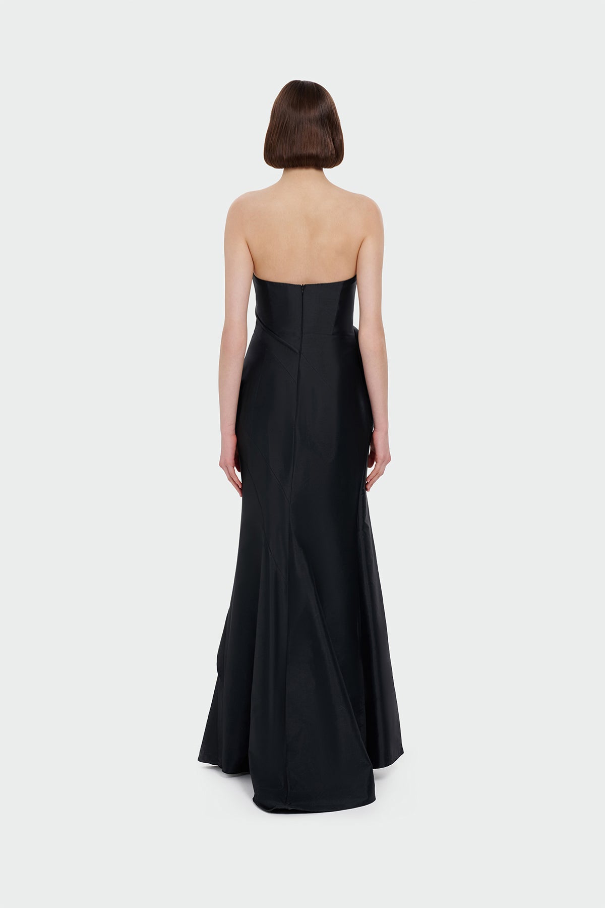 Strapless Ruffle Detail Long Evening Dress
