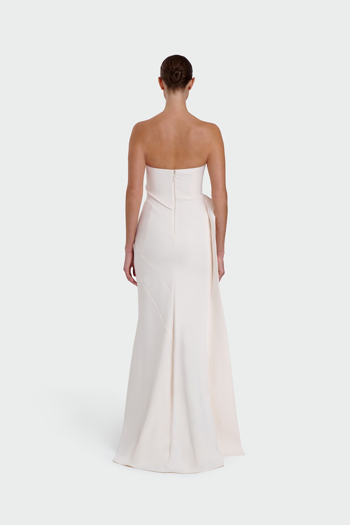 Strapless Ruffle Detail Long Evening Dress
