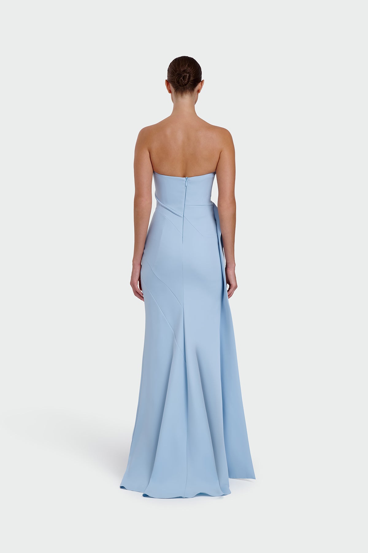 Strapless Ruffle Detail Long Evening Dress