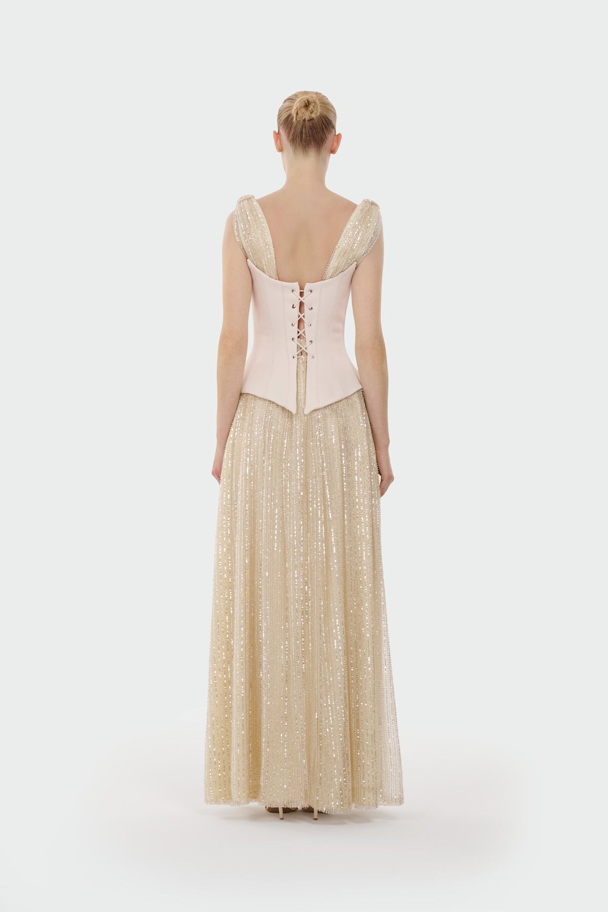V-Neck Corset Cut Slit Evening Dress