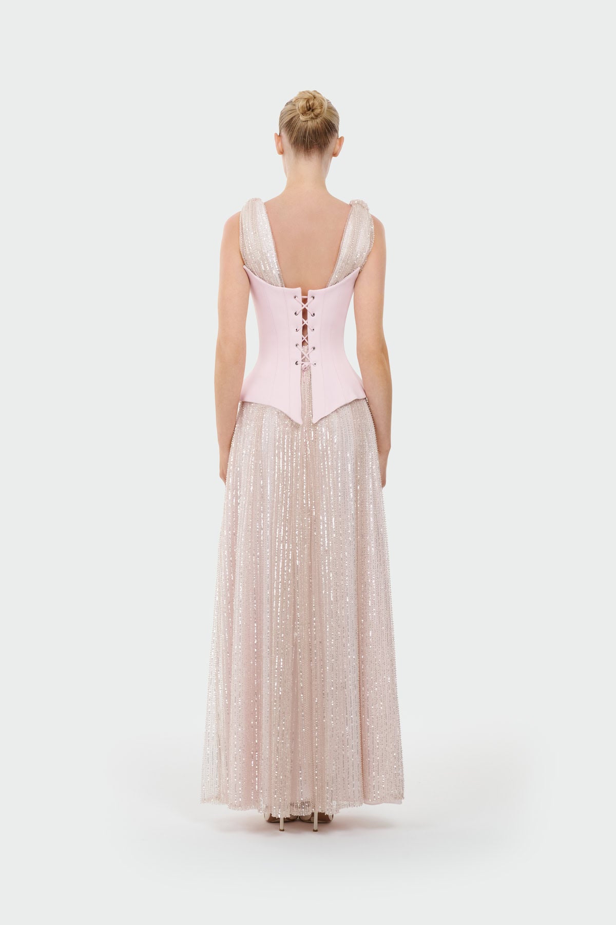V-Neck Corset Cut Slit Evening Dress